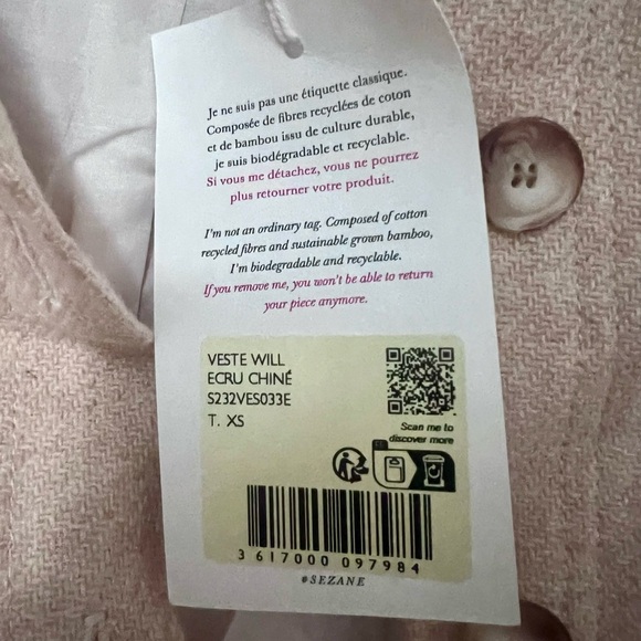 Sezane Beige Jacket with Brown Accents - Picture 2 of 2